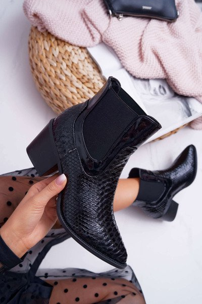 Women's Varnished Slip-on Boots Black Dorine