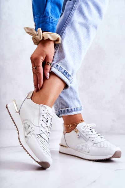 Chaussures de sport en cuir pour femmes, baskets blanches Horessa