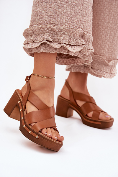 Leder Absatzsandalen Zazoo 1081 Braun