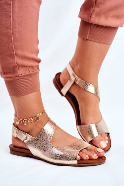 Sandale pentru femei Laura Mess 1116 Polish Snake Snake Gold Vollare