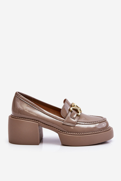 Fashionable Brogues Pumps On Massive Heels Beige Imani