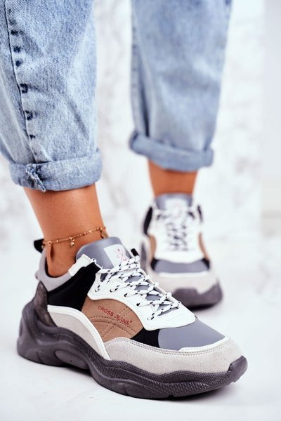 Pantofi sport pentru femei încrucișează blugi gri GG2R4037