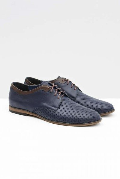 Semi Chaussures Ajourées En Cuir Pour Homme Ettore Bleu Marine