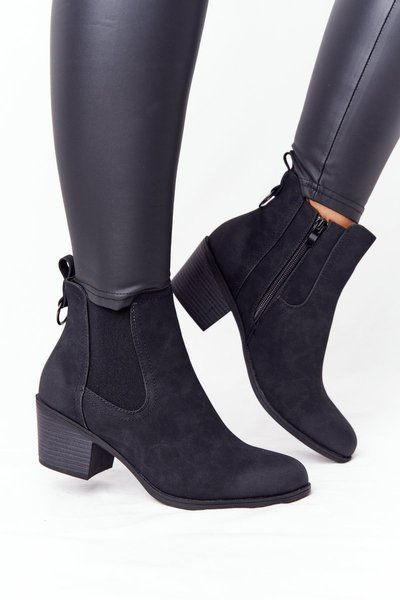 Damen-Fleece-Stiefel mit hohem Absatz Schwarz Trinity