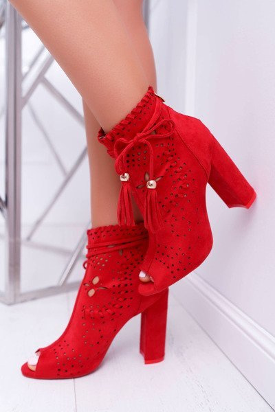 Damen Stiletto Stiefel Wildleder Rot Corinne