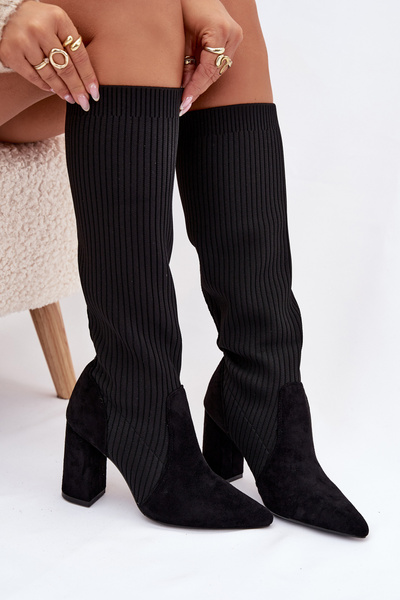 Bottes à talon pour femmes Noires Yserine