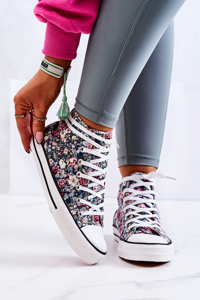 Baskets Hautes À Fleurs Nollie Vertes