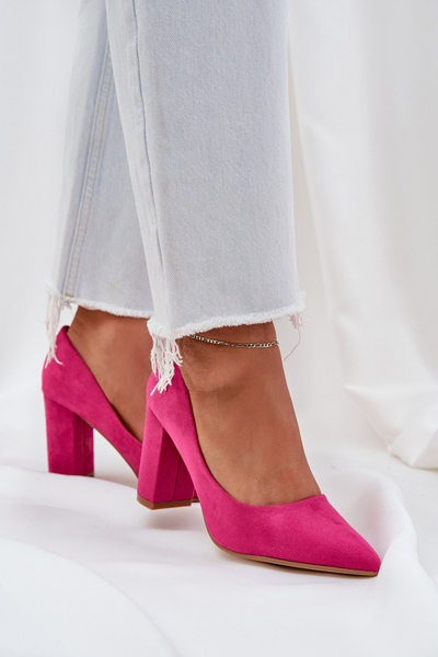 Damen Pumps Mit Blockabsatz Eco Velours Fuchsia Florena