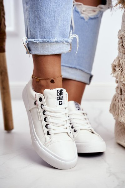 Adidaje din piele pentru femei Big Star GG274060 Alb