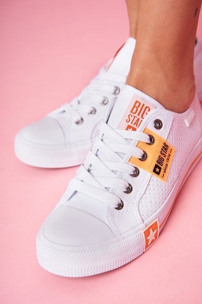 Damen Big Star durchbrochene Turnschuhe FF274035 Weiß