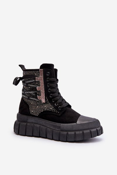 Magas felső női tornacipő a Chunky Platform Black Wonise-on