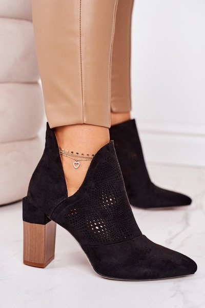 Bottines Ajourées À Talon Bloc Noir Michelle