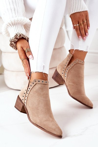 Bottes Ajourées Avec Découpes Beige Western