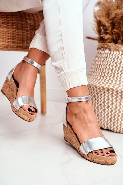 Sandale pentru femei pe Wedge Silver Marryme