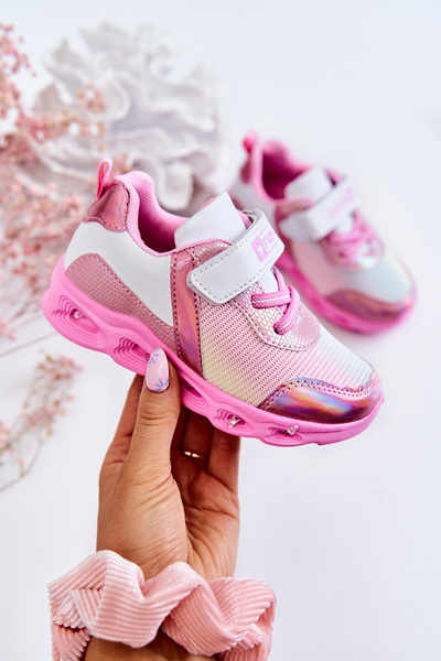 Chaussures de Sport Enfant en Cuir Blanc-Rose Loopsy