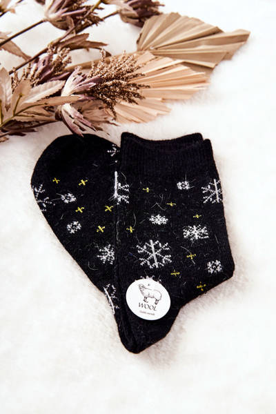 Weihnachten Schneeflocke Socken Schwarz