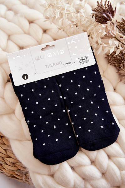 Chaussettes antidérapantes pour femmes à pois noir