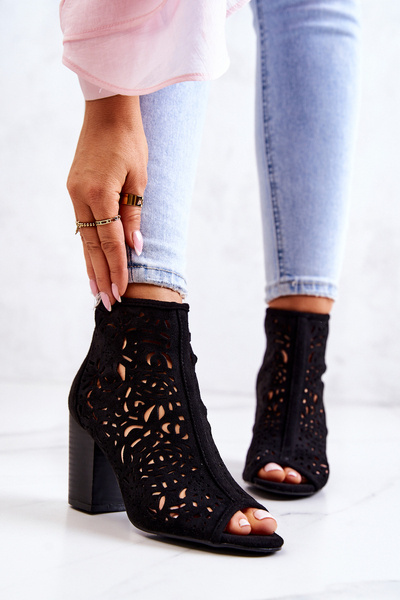 Openwork Boots On A Post Black Brittany