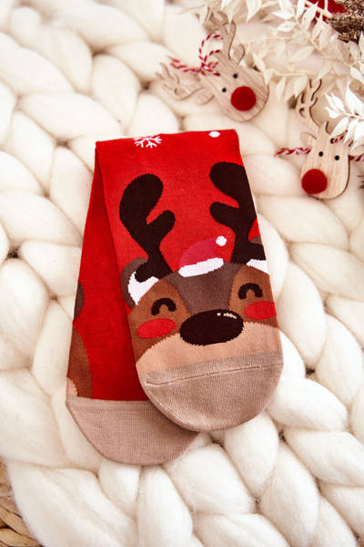 Chaussettes De Noël Femme Avec Motif Renne Rouge
