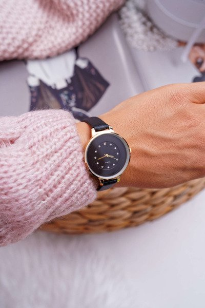 Montre Femme Cristaux Noirs Maniaq