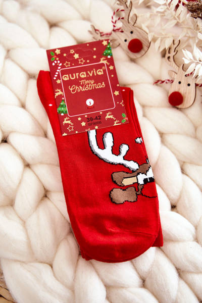 Weihnachtssocken für Herren Rentier Rot
