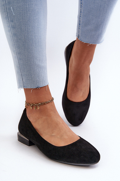 Ballerines pour Femmes en Eco-Suède à Talon Bas Noir Sergio Leone PB202