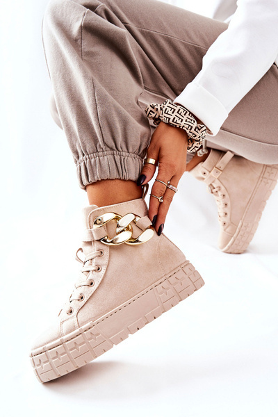 Plateau Hohe Turnschuhe Helles Beige Evenia