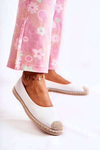 Klasszikus női bőr espadrillák, fehér Calabria