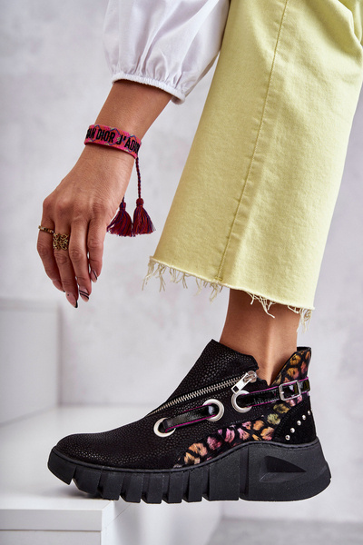 Cizme de maciejka din piele cu flecks 05660-20 negru