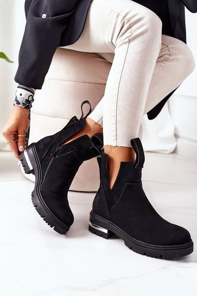 Warm-up Schnürstiefel mit Reißverschluss Schwarz My Way