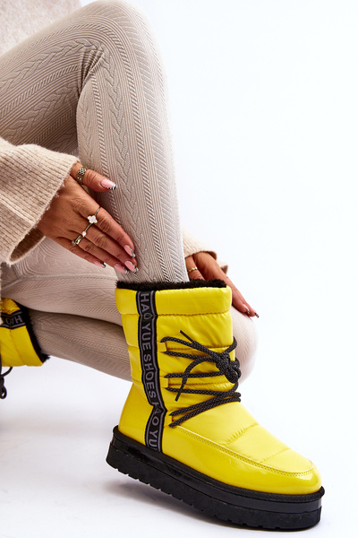 Bottes de neige pour femmes à lacets jaunes Lilara