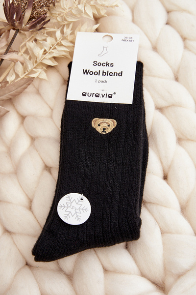 Chaussettes épaisses pour femmes avec ours noir