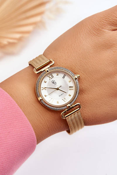 Wasserdichte Damenuhr mit Mesh-Armband GG Luxe Gold