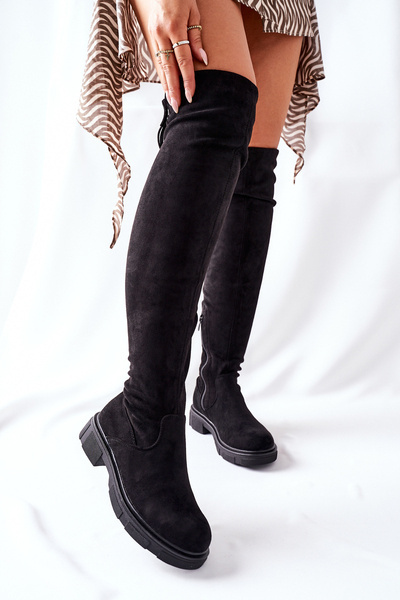 Cuissardes en daim noir Selina