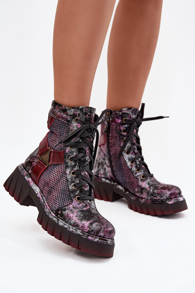 Bottes de travail en cuir pour femmes Maciejka 07072-23 Bordeaux