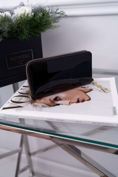 Ladies' Wallet Large Schwarz Gold Dekorative Zip