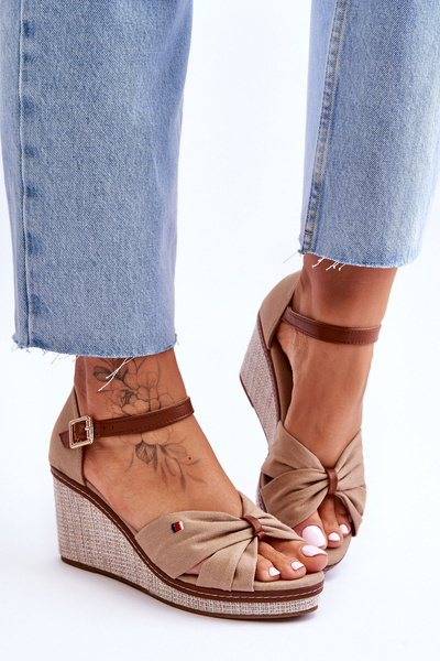 Women's Sandals On A Braided Wedge Dark beige Judith