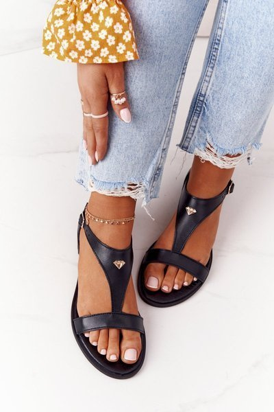 Sandales en cuir pour femmes Nicole 2648 Noir