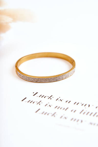 Women's Steel Bracelet With Decorative Cubic Zirconia Gold