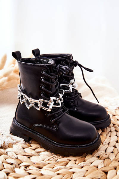 Bottes Enfant Avec Chaîne Noir Moci