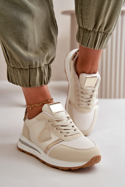 Baskets Pour Femmes En Cuir Écologique Beige Velaniela
