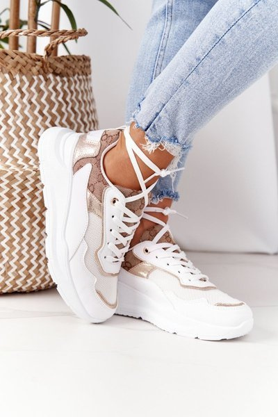 Frauen Sportschuhe Turnschuhe Weiß Gold Melanie