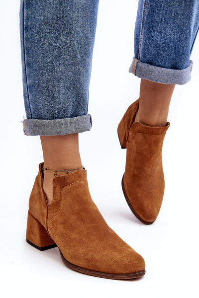 Wildleder Stiefeletten mit Ausschnitten an der Ferse Camel Dalros