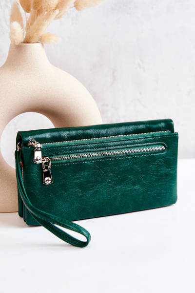 Grand Portefeuille En Cuir Vert Rhodes