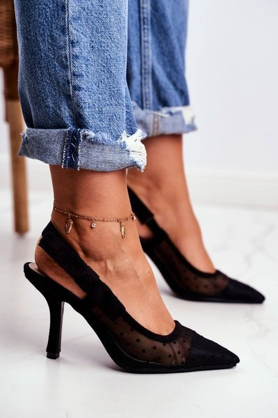 Damen Lolita Mesh Spitze Stilettos