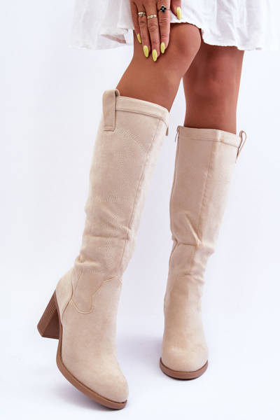 Bottines à Talon Femme en Daim Beige Clair Khabira
