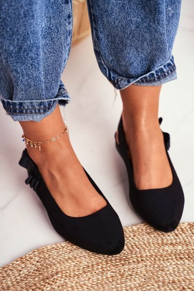 Balerina pentru femei din piele de căprioară SERGIO LEONE BL615 BLACK LILON
