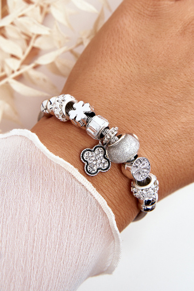 Bracelet En Acier Avec Charms Argent