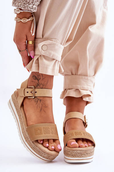Women's Comfortable Big Star Platform Sandals LL274872 Beige