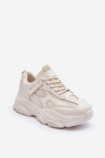 Baskets pour femmes sur une grosse plateforme Beige Agnenia